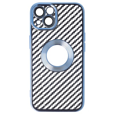 Husa iPhone 14, Carbon Fiber TPU, Albastru